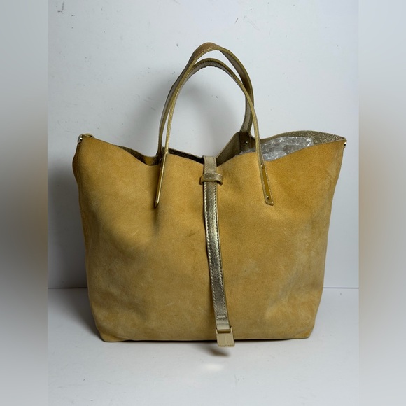 Tiffany & Co. Reversible Tote Bag Metallic Gold Leather/Mustard Suede - Picture 13 of 16
